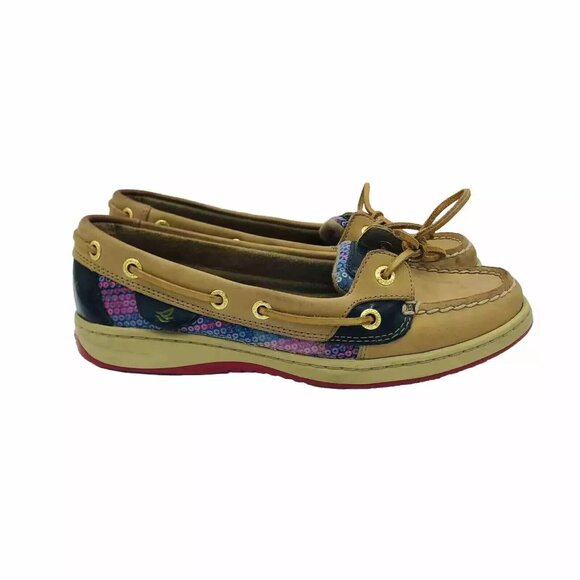 Sperry Top Sider Womens Shoes Size 6.5 M Tan Boat Shoe Angelfish Colorful Pink - Picture 1 of 11